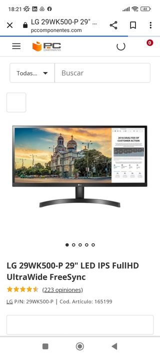MONITOR PC LG 29' ULTRAWIDE 21:9 FREESYNC 75HZ