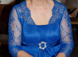 Vestido largo encaje + tocado hecho a mano