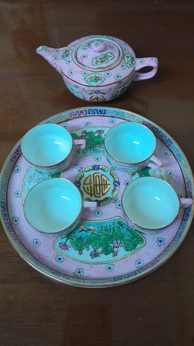 Caja de Té de porcelana china color Rosa