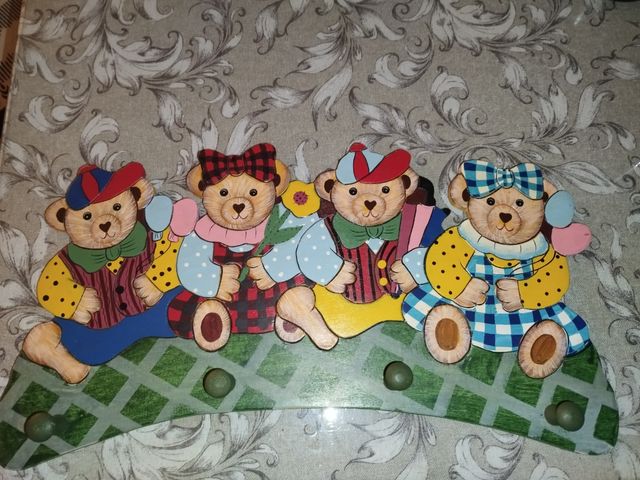 Percha de madera infantil de ositos 🐻