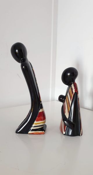 ESCULTURAS MATERNIDAD POLICROMADA EN PIEDRA KENIA