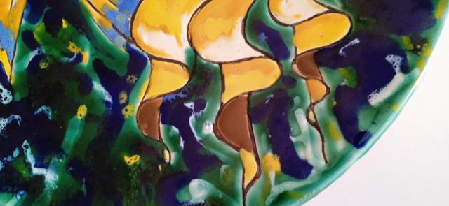 Gran plato para colgar cerámica de Toledo.