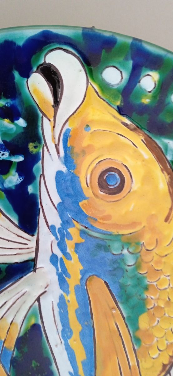 Gran plato para colgar cerámica de Toledo.