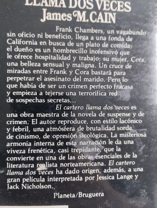 Novela El cartero llama 2 veces