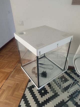 pecera cuadrada con luz muy bonita