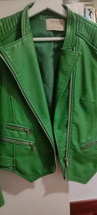 Biker verde zara con cremallera