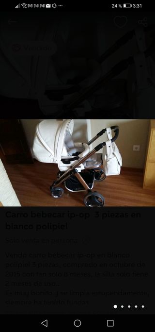 Carro BEBECAR IP-OP 3 piezas en blanco polipiel