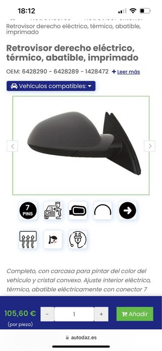 carcasa retrovisor Opel insignia