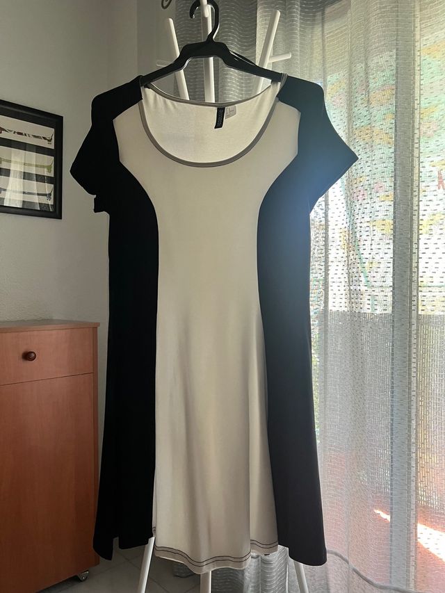 Vestido corto blanco y negro