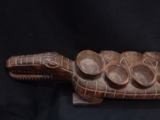 Arte africano 92 cm largo juego mankala cocodrilo