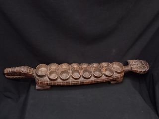 Arte africano 92 cm largo juego mankala cocodrilo