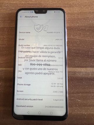Huawei Y9 2019 nuovo di zecca.