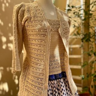 Completo vintage crochet beige