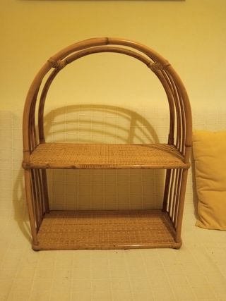 Estantería mimbre y caña vintage 58x46