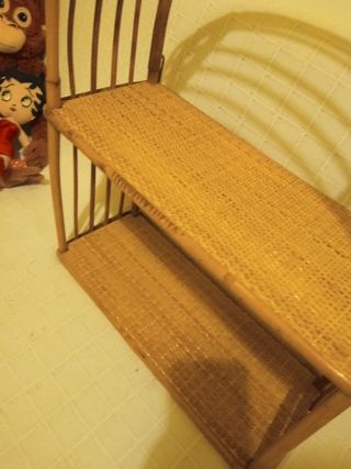 Estantería mimbre y caña vintage 58x46