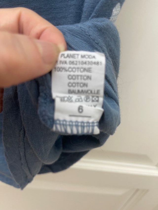 Canotta azzurra con scritta argento tg S