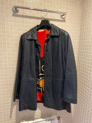 CHAQUETON DE PIEL NATURAL, MUJER, T. 42, AZUL