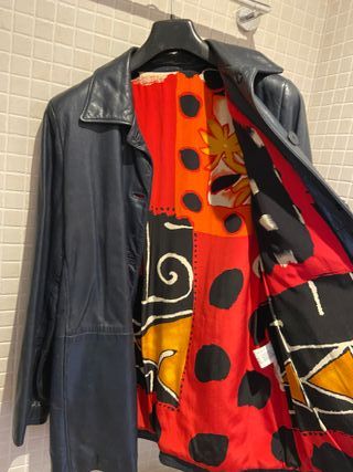 CHAQUETON DE PIEL NATURAL, MUJER, T. 42, AZUL