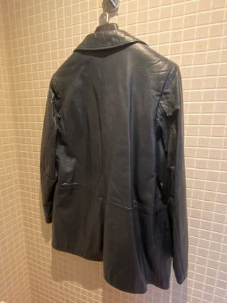 CHAQUETON DE PIEL NATURAL, MUJER, T. 42, AZUL