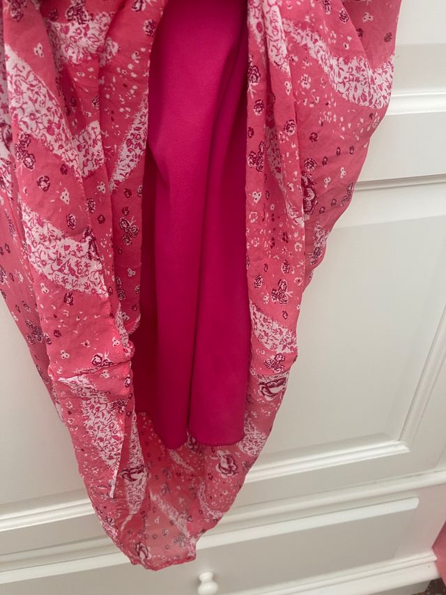 Vestito longuette rosa fantasia tg XS