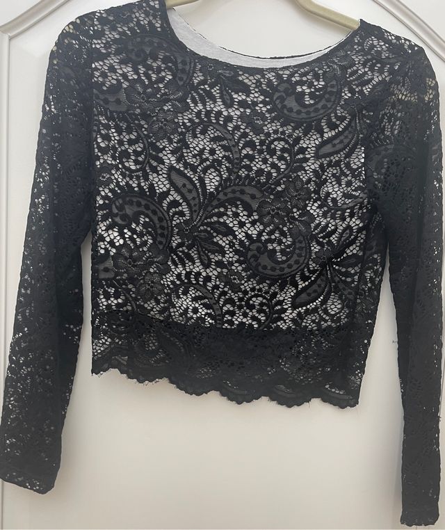 Blusa nera con pizzo tg XS