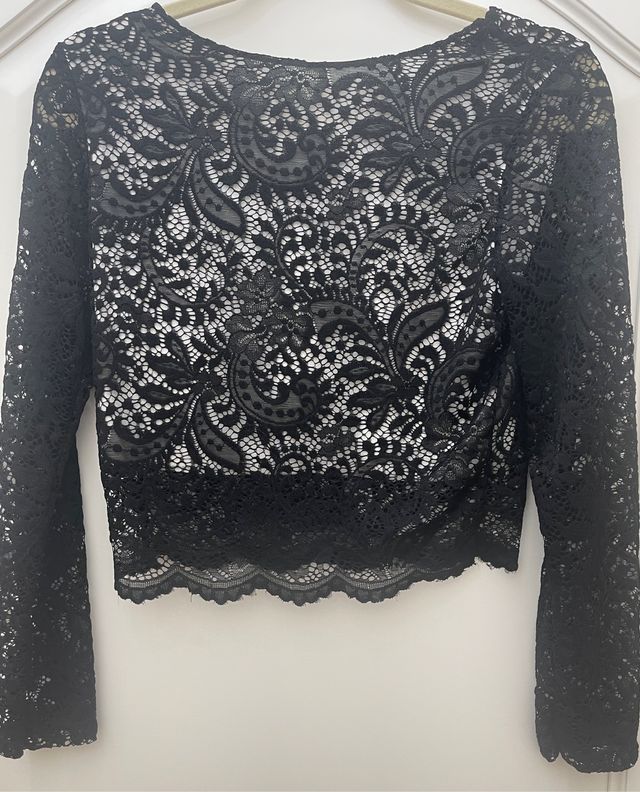 Blusa nera con pizzo tg XS