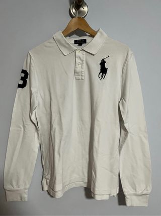 Polo manga larga color  blanco -