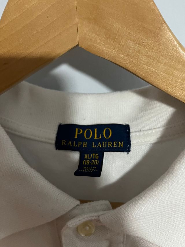 Polo manga larga color  blanco -T.XL niño 18-20