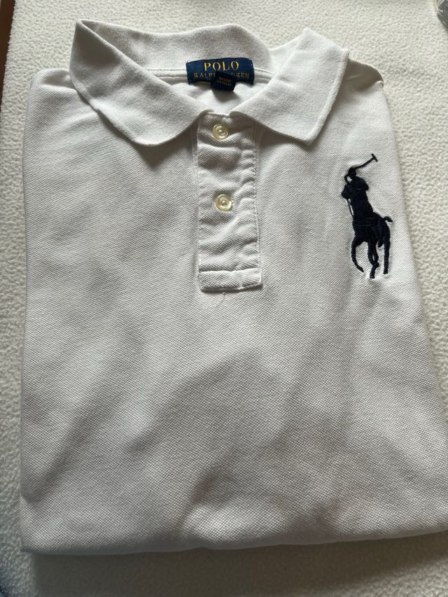 Polo manga larga color  blanco -T.XL niño 18-20