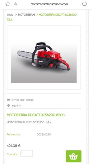 Motosierra DUCATI DCS 6200 62cc/3kw/4hp/50cm/20"