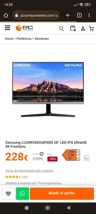 Monitor UHS Samsung UR55 28" pulgadas 60hz
