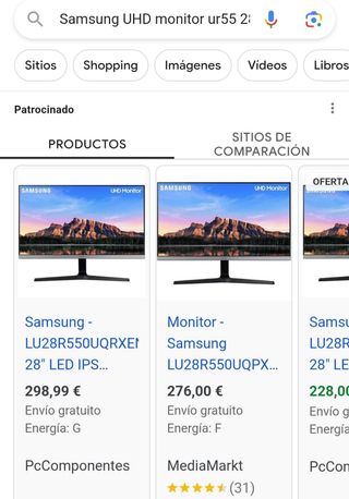 Monitor UHS Samsung UR55 28" pulgadas 60hz