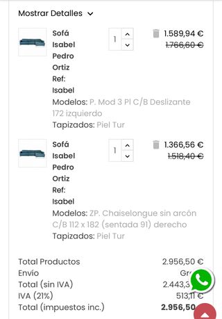 Sofá chaiselongue diseño Pedro Ortiz