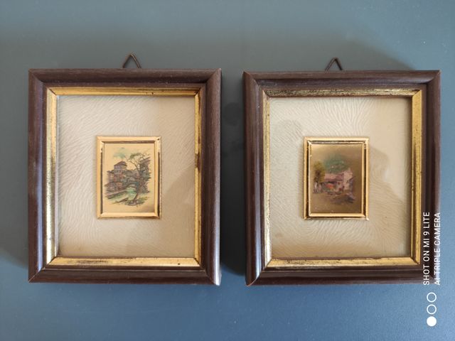 Due Cromolitografie su foglio oro