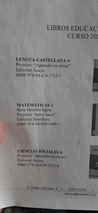 Libros matemáticas y lengua 4° de primaria anaya