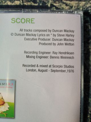 DUNCAN MACKAY Score CD 1976 John WETTON Prog 70s