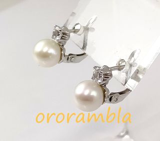 Pendientes oro blanco 18k y perla