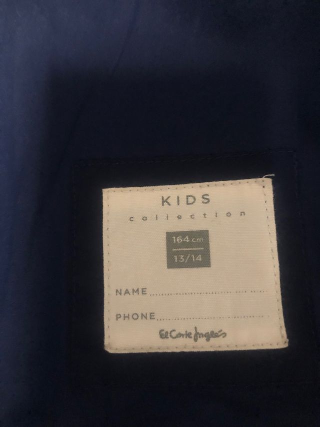 Abrigo escolar azul marino talla 13-14