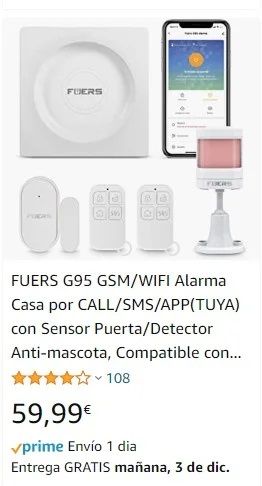 Kit de alarma SIN CUOTAS, wifi o tarjeta móvil SIM