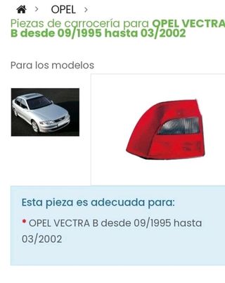 REPUESTO OPEL VECTRA, PILOTO TRASERO IZQUIERDO