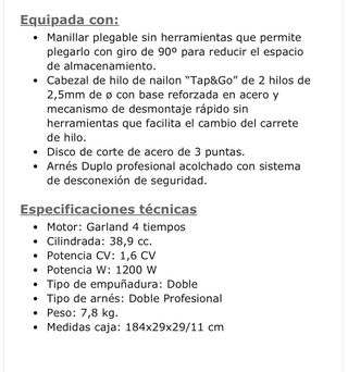 Desbrozadora Garland Elite 624 QG V19 38,9cc.1,6cv