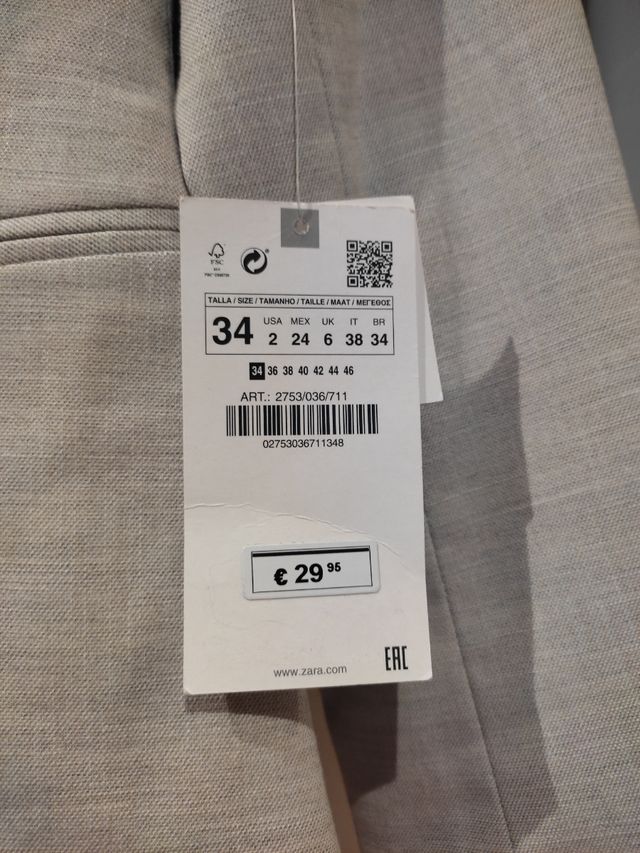 Chaqueta ZARA CON ETIQUETA