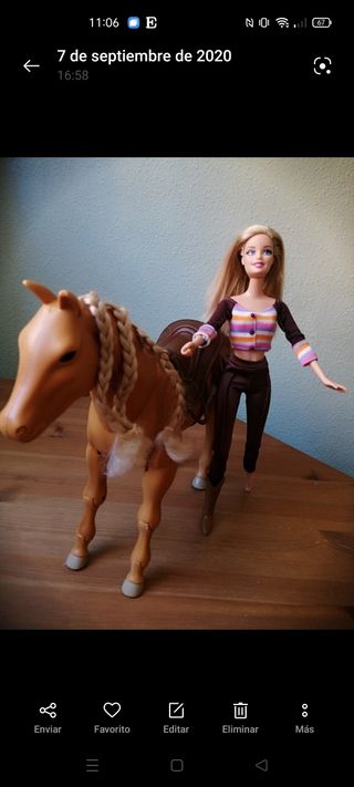 Muñeca Barbie amazona con caballo