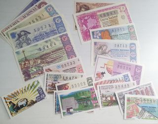 22 billetes lotería antiguos