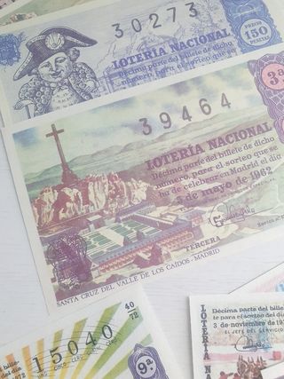22 billetes lotería antiguos