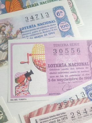 22 billetes lotería antiguos