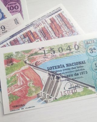 22 billetes lotería antiguos