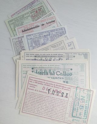 22 billetes lotería antiguos