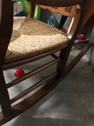 Butaca balancin madera maciza  vintage y anea