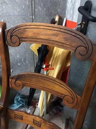 Butaca balancin madera maciza  vintage y anea